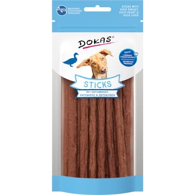 60g Dokas Sticks met eendenborst, eendenhart en eendenlever hondensnacks