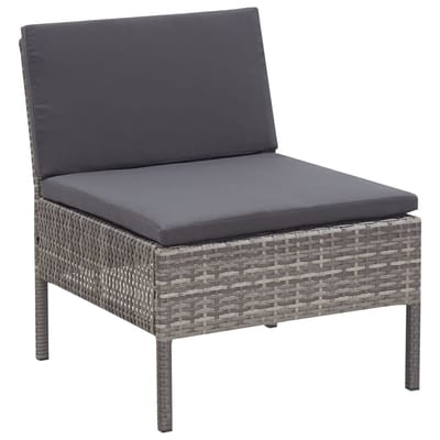 vidaXL - 5-delige - Loungeset - met - kussens - poly - rattan - grijs