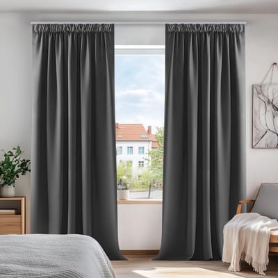 SNJY® Gordijnen Kant en Klaar met Haakjes - Vitrage Kant en Klaar met Haakjes - Gordijnen Verduisterend met Haakjes - 180 x 140 cm (H x B) - 2 Stuks - Donkergrijs