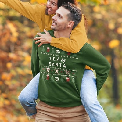Kersttrui Candy Cane - Met tekst: Team Santa - Kleur Groen - ( MAAT XS - UNISEKS FIT ) - Kerstkleding voor Dames & Heren