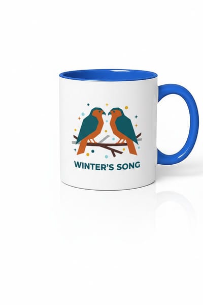 Winter's Song Vogels Design Mok - Unieke Keramische Koffiemok met Winterse Zang