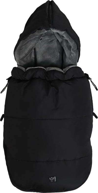 Luxiba - Babyvoetenzak Hoody - Intrekbaar tot mummievorm - 100% knuffelfactor - Afneembare ritssluiting - Zwart