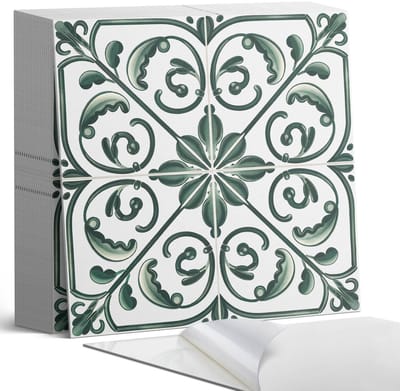 Coloray Plaktegels - Plantenpatroon met ornamenten Zelfklevende Tegels - 20 cm x 20 cm - Groente Plaktegels - 20 stuks - Vierkant PVC Tegels - Plaktegels Badkamer - Plaktegels Vloer - Vinyl Tegels Zelfklevend - Wandtegel Zelfklevend