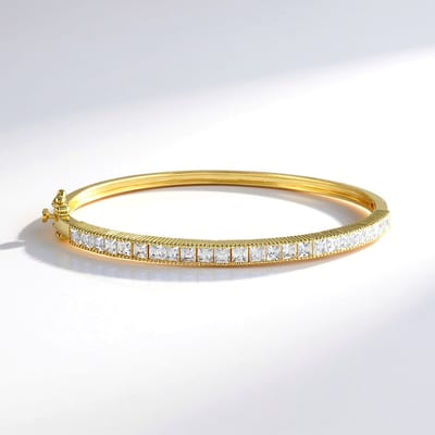Cavill - Luxe Zilveren Armband 925 Sterling Zilver Verguld - 24 Prinsessen Zirkonia's Cambodja - Filigraan Design - Zirkonen Sieraden Dames
