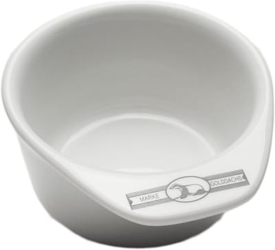 Ronde scheerpot met handvat en logo