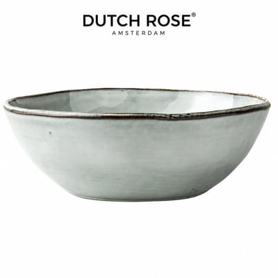 Dutch Rose Organic Schaal - Serveerschaal - Stoneware Handgemaakt -Ø 23cm - Blauw