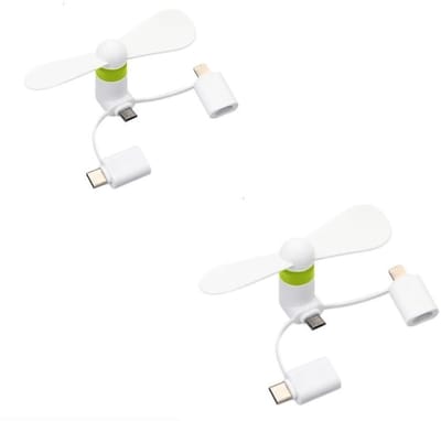 Store_8 - Mobiele Telefoonventilator - Mini Ventilator - Draagbaar en Compatibel - Wit - Koeler voor Telefoon - Ventileren - 3-in-1