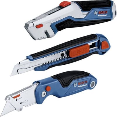 Bosch Professional Knives set 3pcs (Messenset 3st: 1x Afbreekmes, 1x Inklapbaarmes, 1x Intrekbaarmes)