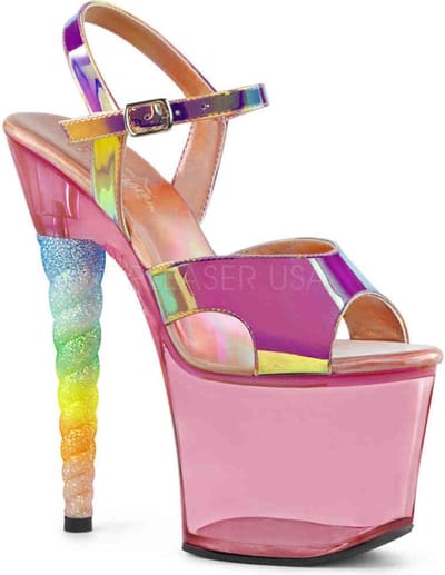 Pleaser - UNICORN-711T Sandaal met enkelband, Paaldans schoenen - Paaldans schoenen - 35 Shoes - Roze