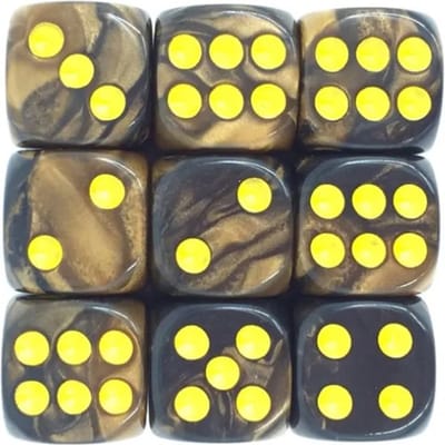 Dobbelsteen | D6 | Dobbelstenen - Set Van 5 Stuks - Goud Zwart en Goud | Voor D&D en Andere Rollenspellen | Plastic Dobbelstenen Set voor Dungeons and Dragons | RPG | Zwarte Velvet Dice Bag voor Ongeveer 3 Sets