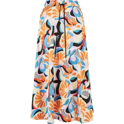 Urban Classics - AOP Satin Midi magicmangoabstract Lange rok - 4XL - Multicolours