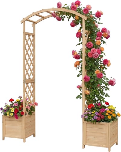 Rozenboog - met 2 plantenbakken - 206x180x40 cm - hout