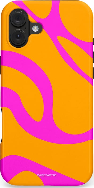 Casetastic Hoesje Geschikt voor Apple iPhone 16 Plus MagSafe - Stijlvolle Beschermende Duo-layer Case - Zonnige Zebra Roze-Oranje