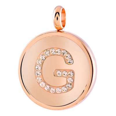 Lucardi Dames Gerecycled just.d stalen hanger roseplated letter kristal - Hanger - Staal - RosÃ©kleurig