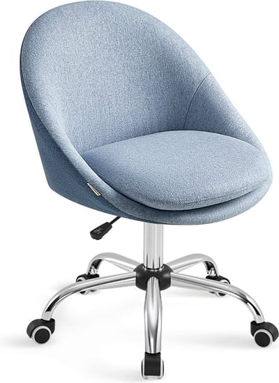 Blauwe Draaistoel - Gamingstoel - Rollende bureaustoel - Ademende stof - 60cm x 60cm x (80-90)cm - Stalen frame - Schuimvulling