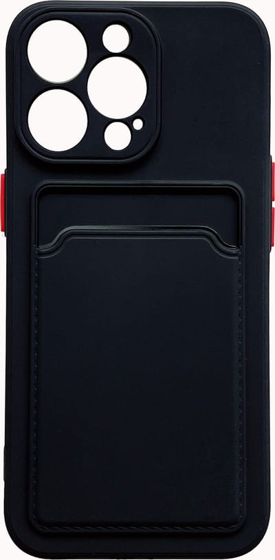 Casemania Hoesje Geschikt voor Apple iPhone 11 - Zwart - Siliconen Back Cover met Kaarthouder