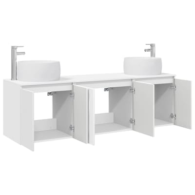 vidaXL - Badkamerkast - set - 3 - st - Wit - 49,5 - x - 44,5 - x - 66 - cm - Bewerkt - hout