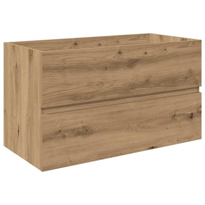 vidaXL - Wastafelkast - met - ingebouwde - wasbak - en - kraan - artisanaal - eiken