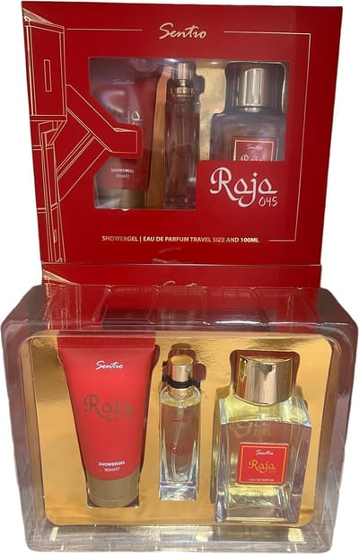 Sentio Rojo 045 Giftset - Unisex Eau de Parfum (100ml) & Showergel - Luxe Houtachtige Geur