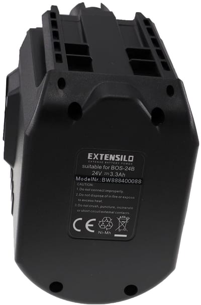 EXTENSILO-accu compatibel met Bosch BTI BHE 24VRE, GBH 24VFR, 11225VSR, 11225VSRH, 0 611 260 539, BBH24VRE, GBH24VFR gereedschappen (3300 mAh, NiMH, 24 V)
