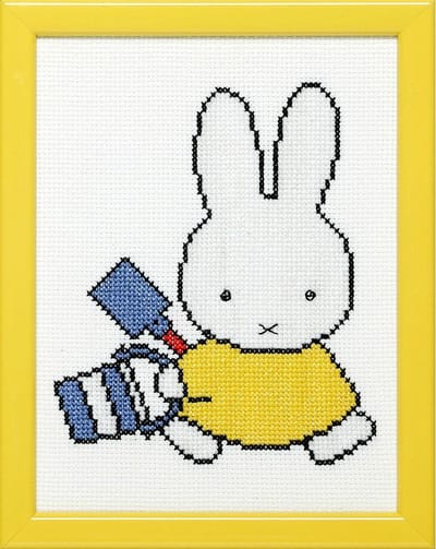 Pako Borduurpakket met telpatroon- Nijntje met emmer , Dick Bruna - 211.606 - voorgesorteerd garen- Aida - 13 x 17 cm - DIY kit