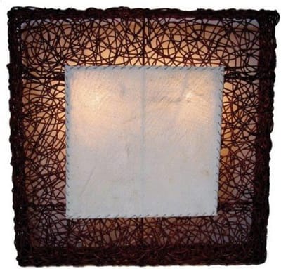 Sfeervolle wandlamp in rotan, handgemaakt in Bali, natuurlijke materialen, 40x40x16 cm