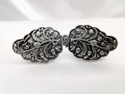 Vestsluiting - clip met haakje - Ovaal - Vintage - voor - vest - sjaal - omslagdoek in kleur antiek zilver look.