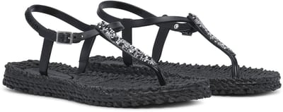 Slippers met enkelband en glitter CHEERFUL10G - 001 Black