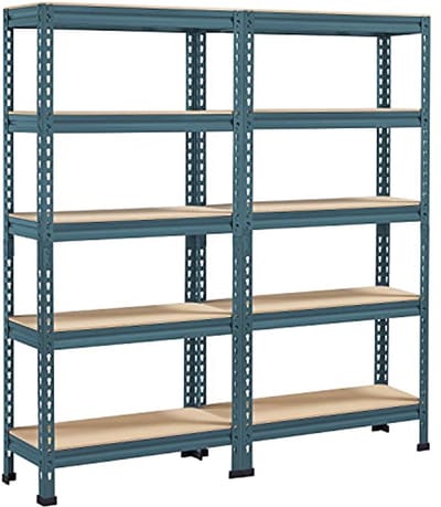 Hoekplanken met 5 planken, Heavy Duty Rekken voor 1500 kg, 140x30x150 cm, Voor Kelder en Opslag
