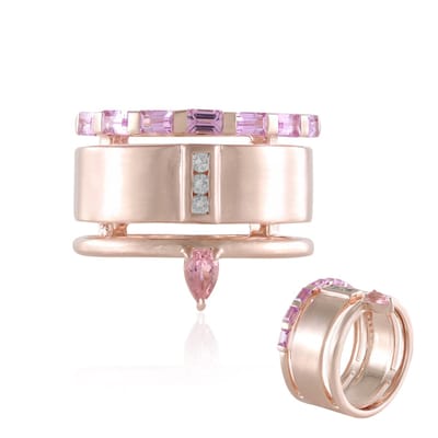 Roze Toermalijn Rose-Goud Verguld Zilveren Ring