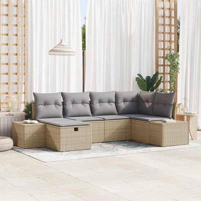 vidaXL Bankstel 6 st poly rattan