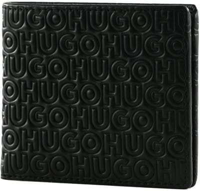 HUGO Leren portemonnee Ethon 8CC Wallet Black zwart