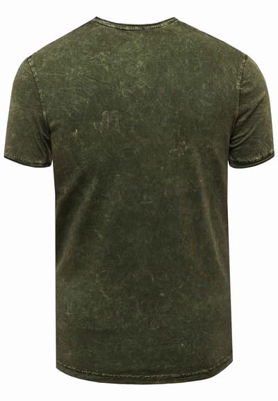 Olie-gewassen T-shirt met knoopjes aan de zijkant en prints