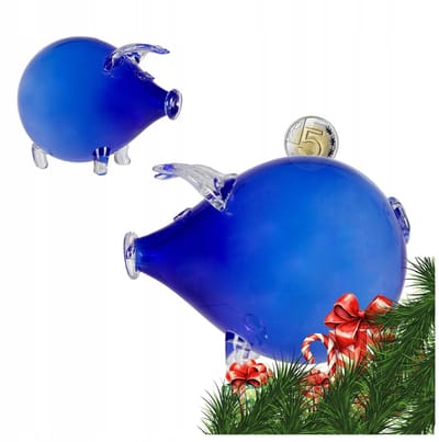 Zonder Merk - Grote Blauwe Glazen Spaarpot - Voor Choclat's Gift - Handgemaakt