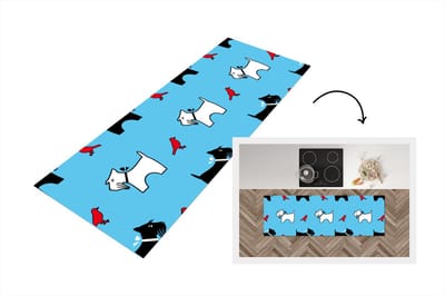 Keukenloper - Loper keuken - Hond - Vogel - Dieren - Patronen - Kinderen - 150x50 cm - Keukenloper vinyl