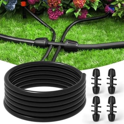 Irrigatieslang 1/2" met 6-weg connectoren - 50 FT druppelirrigatieslang voor tuinirrigatie