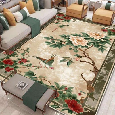 Nieuw Tapijt in Chinese Stijl voor Woonkamer Antislip Plantenpatroon Kamerdecoratie Huis Matten Groot Formaat Studiedecoratie Kleed Wasbaar 160*230cm