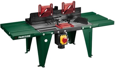 PARKSIDE® Tafel voor bovenfrees - Freesmachine - Afmetingen: L86,5 x B40 cm - Draagvermogen: max. 8 kg - Van robuust aluminium drukgietwerk - 2 zijdelingse tafelaanbouwen - Verstelbare parallel aanslag