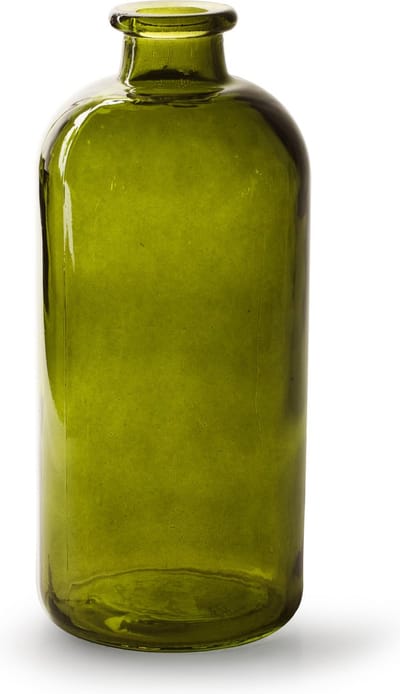 Jodeco Bloemenvaas Jardin - transparant groen glas - D11 x H25 cm - flesvaas