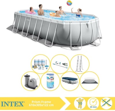 Intex Prism Frame Zwembad - Opzetzwembad - 610x305x122 cm - Inclusief Onderhoudspakket, Filter en Stofzuiger