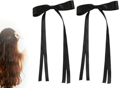 Set van 2 Zijden Haarstrikken, Satijnen Haarspelden, Elegante Haaraccessoires voor Vrouwen en Meisjes