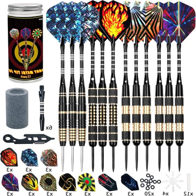 Professionele Dartset met 12 Stuks, Diverse Gewichten, Aluminium Schachten en Multifunctionele Tools voor Dartsport