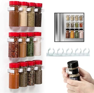 1pc Kruidenopbergrek, Universele Kruidenpot Clip, Handige Organizer En Dispenser Voor Koelkast, Geen Schroeven Nodig