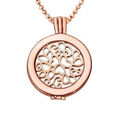 Quiges - Munthouder met Ketting en Munt 25mm Hartjes - Rose Goudkleurig - EPRHZ328