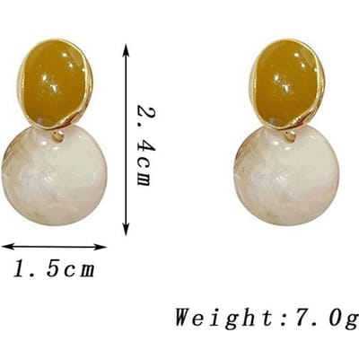 Bruine Emaille Olie Beige Acryl Hangende Oorbellen voor Vrouwen Onregelmatige Dubbele Ovaal Druppel Oorbellen Statement Geometrie Trendy Sieraden beige