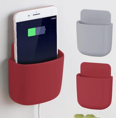 Wandopslagdoosjes - 2 Stuks - Voor Telefoon En Accessoires - Woonkamer Of Slaapkamer - Rood En Grijs - Afmeting 9x11.5 cm