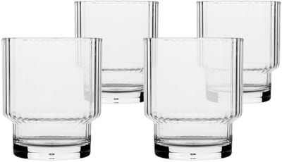 Bo-Camp Waterglas - Brim - Stapelbaar - 285 ml - 4 Stuks
