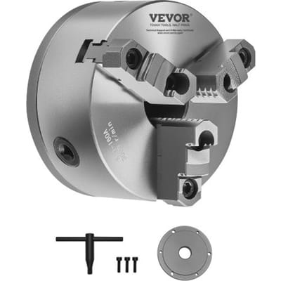VEVOR 3-klauwplaat, φ160 mm, zelfcentrerende klauwplaat met 38,1 mm 8-draads draagplaat, klembereik 3-145 mm met T-bouten, HT300 materiaal, voor hout-/metaaldraaibanken