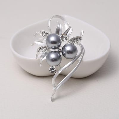 Hoogwaardige Parel Matte Broche Vrouwelijk Goudkleur Zilverkleur Mooie Bloementak Parelspeld Sieraden Kledingaccessoires gray