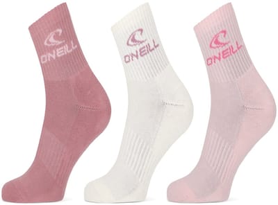 O'Neill Sportsokken Unisex Quarter 3-Pack Roze/Wit - Maat 35-38